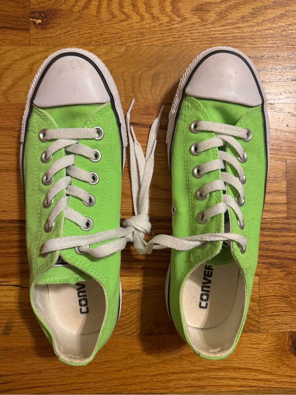 Converse Low Top Canvas Sneakers in Lime Green with White Accents